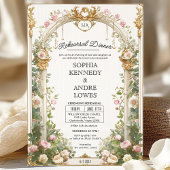 エレガントフローラと金ゴールドアーチリハーサルディナー 招待状