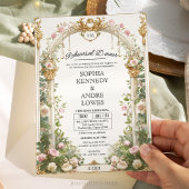 エレガントフローラと金ゴールドアーチリハーサルディナー 招待状