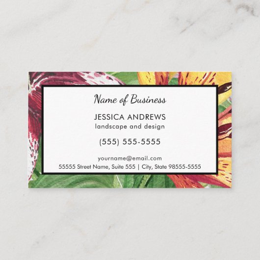 エレガントフローラとRakeランドスケープとデザイン 名刺 (裏面)