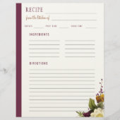 エレガントフローラの厨房空白のレシピ レターヘッド (正面)