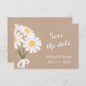 エレガントフローラの白いデイジー日付を保存結婚する セーブザデート (正面/裏面)