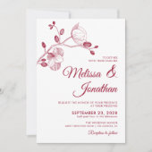 エレガントフローラの白い赤い結婚蘭 招待状 (正面)