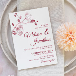 エレガントフローラの白い赤い結婚蘭 招待状