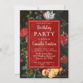 エレガントフローラの絵画誕生日パーティーへの招待 招待状 (正面)