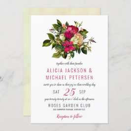 エレガントフローラの緑の素朴な水結婚色 招待状