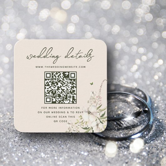 エレガントフローラのWeb結婚サイトQRコード写真RSVP エンクロージャーカード