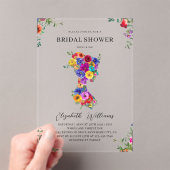 エレガントフローラはっきりしたウーマンシルフットブライダルシャワー アクリル招待状 (インサイチュ (ポータブル))