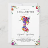 エレガントフローラはっきりしたウーマンシルフットブライダルシャワー 招待状 (正面)