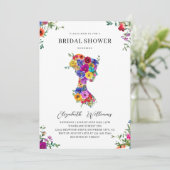 エレガントフローラはっきりしたウーマンシルフットブライダルシャワー 招待状 (スタンド正面)