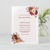 エレガントフローラは結婚ブルゴーニュと桃と 招待状 (スタンド正面)