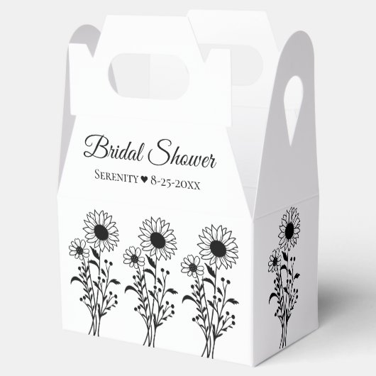 エレガントフローラひまわり白黒ブライダルシャワー フェイバーボックス (オープン)