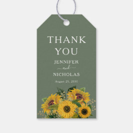 エレガントフローラひまわり結婚緑 ギフトタグ