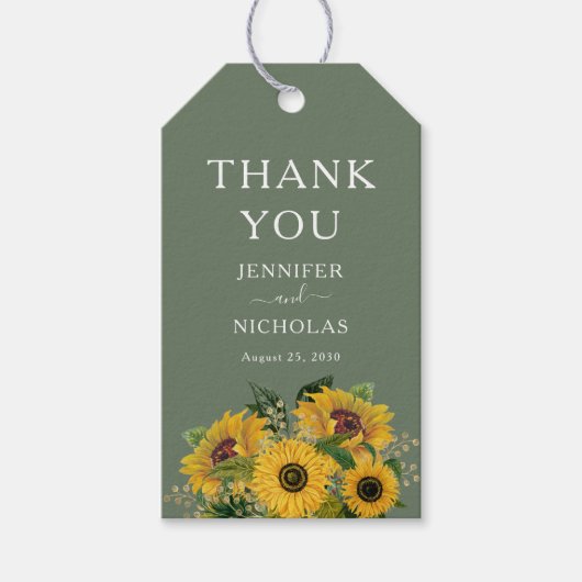 エレガントフローラひまわり結婚緑 ギフトタグ (正面)