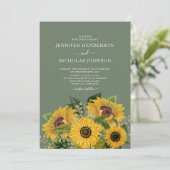 エレガントフローラひまわり結婚緑 招待状 (スタンド正面)
