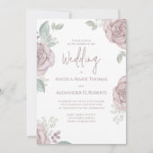 エレガントフローラほこりっぽいバラクラシックバラ花 招待状 (正面)