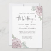 エレガントフローラほこりっぽいバラ水の色の花 招待状 (正面)