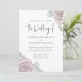 エレガントフローラほこりっぽいバラ水の色の花 招待状 (スタンド正面)