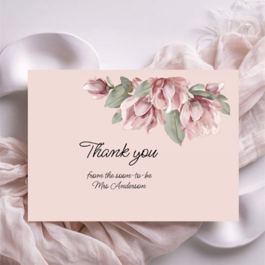 エレガントフローラほこりっぽいバラ赤面 サンキューカード