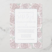 エレガントフローラほこりクラシックバラ水色 箔招待状 (正面)