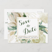 エレガントフローラを作成する日付を結婚保存 案内ポストカード (正面/裏面)