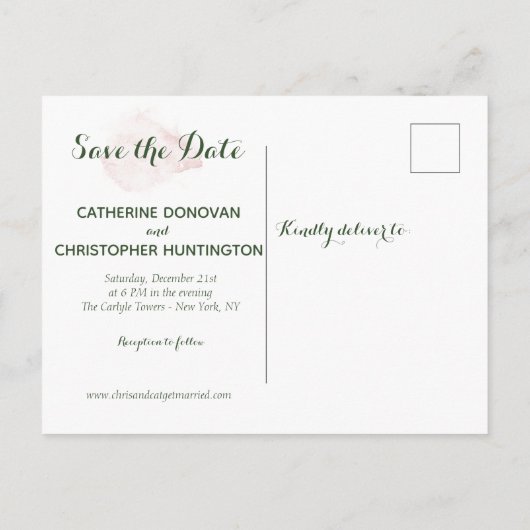 エレガントフローラを作成する日付を結婚保存 案内ポストカード (裏面)