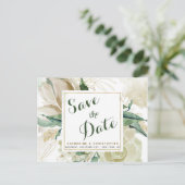 エレガントフローラを作成する日付を結婚保存 案内ポストカード (スタンド正面)