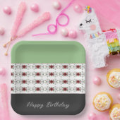 エレガントフローラアクセント付き正方形 ペーパープレート (パーティー)