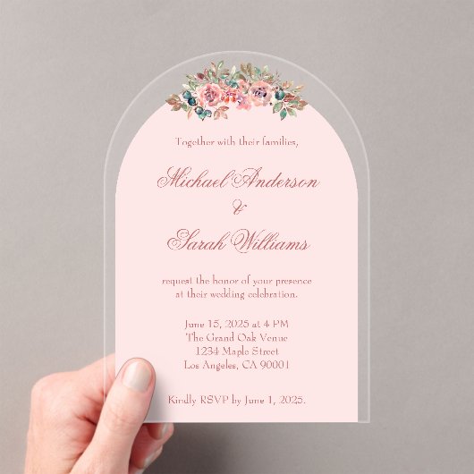 エレガントフローラアクリル結婚式招待状 アクリル招待状 (インサイチュ (ポータブル))