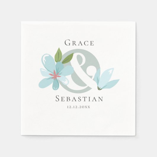 エレガントフローラアンパ結婚サンド スタンダードカクテルナプキン (正面)