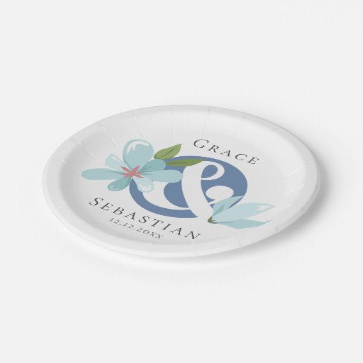 エレガントフローラアンパ結婚サンド ペーパープレート (アングル)