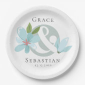 エレガントフローラアンパ結婚サンド ペーパープレート (正面)