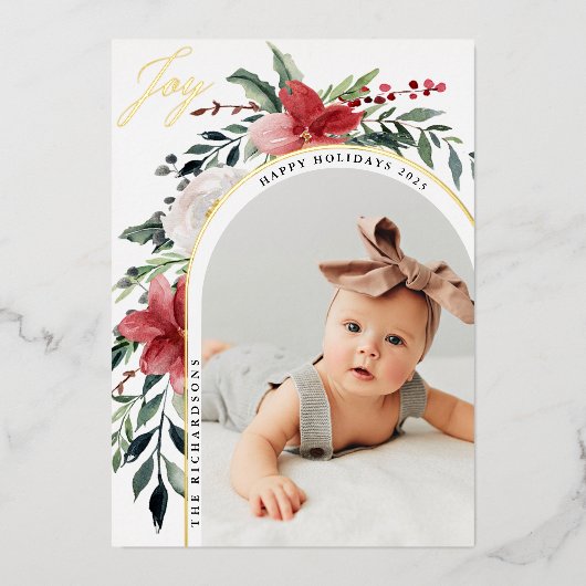 エレガントフローラアーチと写真 箔シーズンカード (正面)