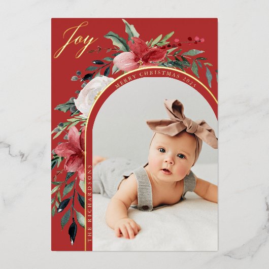 エレガントフローラアーチと写真 箔シーズンカード (正面)