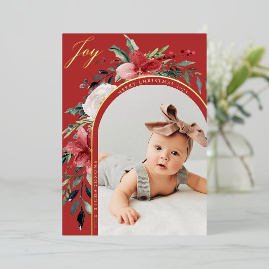 エレガントフローラアーチと写真 箔シーズンカード (立ち正面)