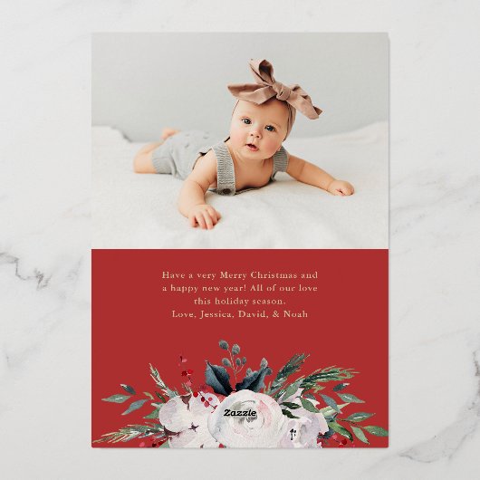 エレガントフローラアーチと写真 箔シーズンカード (裏面)