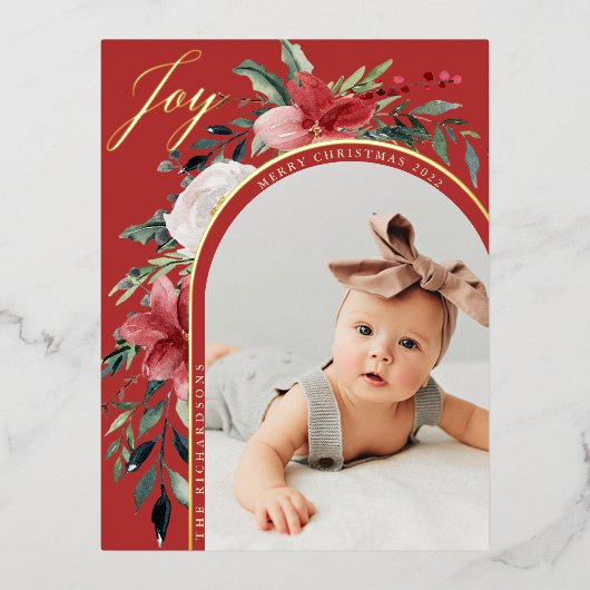 エレガントフローラアーチと写真 箔シーズンポストカード (正面)