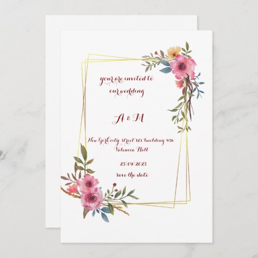 エレガントフローラアーチ結婚式招待状 | 招待状 (正面/裏面)