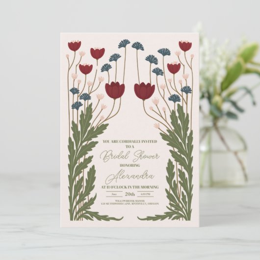 エレガントフローラアールヌーボーブライダルシャワー 招待状 (スタンド正面)