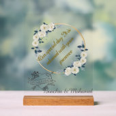 エレガントフローラア結婚クリル徴候 – 名前をカスタムする アクリルサイン (ニュートラル)