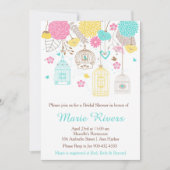 エレガントフローライエローおよびピンクブライダルシャワー 招待状 (正面)