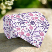 エレガントフローライラストレーション(白) ネクタイ