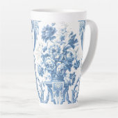 エレガントフローライングリッシュブルーホワイトカントリーコテージ カフェラテマグ (右アングル)