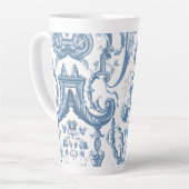 エレガントフローライングリッシュブルーホワイトカントリーコテージ カフェラテマグ (左アングル)