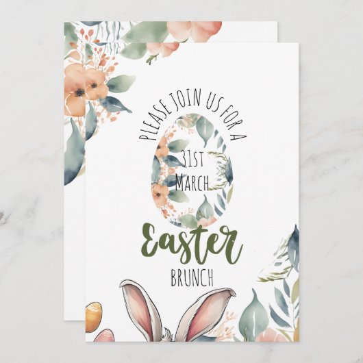 エレガントフローライースターお祝い 招待状 (正面/裏面)