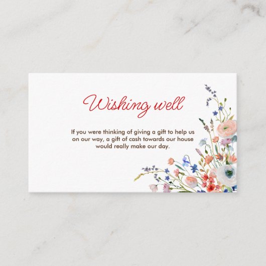 エレガントフローラウィングウェルブライダルシャワー エンクロージャーカード (正面)