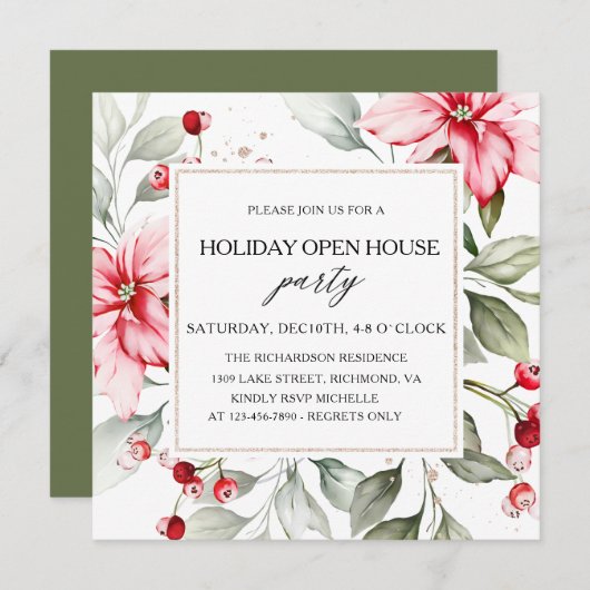 エレガントフローラウィンターホリデーオープンハウススクエア 招待状 (正面/裏面)