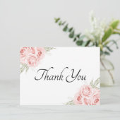 エレガントフローラウォーターカラーガーデンピンクローズタン ク サンキューカード (スタンド正面)