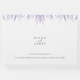 エレガントフローラウォーターカラーラベンダー結婚ズ ゲストブック