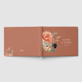 エレガントフローラウォーター色テラコッタ結婚ズ ゲストブック (全面)