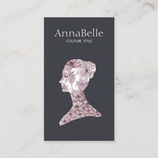 エレガントフローラウーマン顔美しいサロン 名刺 (正面)